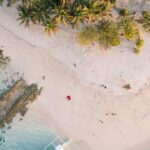 Aerial view of Siargao island hopping with turquoise water and white sandbar, Philippines